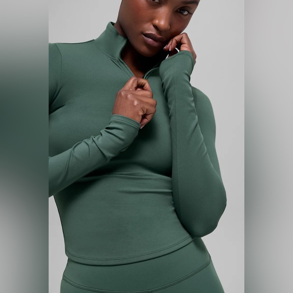 NEW ALO Yoga Soft Sculpt Precision 1/4 Zip Long Sleeve Clover Green Top XS - Picture 6 of 16
